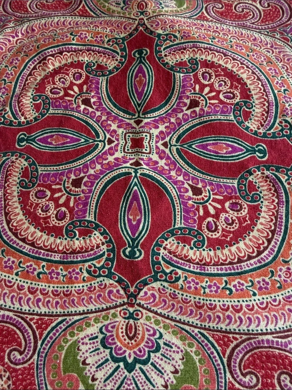 Pottery Barn Red Paisley Medallion Pillow Cover 24x24 Cotton Linen